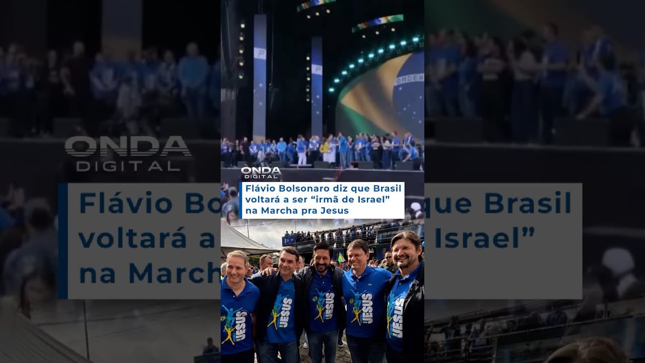 Flávio Bolsonaro diz que Brasil voltará a ser “irmã de Israel” na Marcha para Jesus