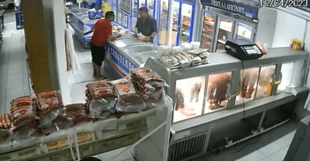 Imagens mostram latrocínio de PM em frigorífico de Manaus