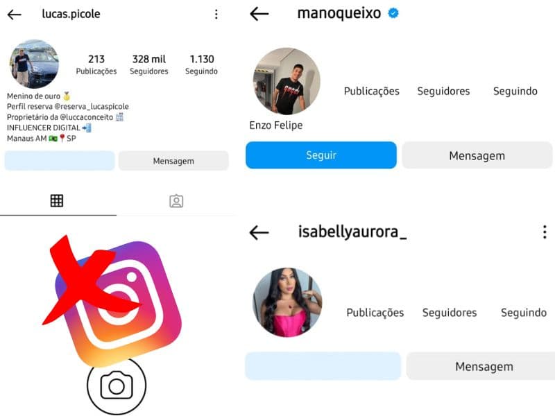 Justiça bloqueia contas de Lucas Picolé, Mano Queixo e Isabelly Aurora no Instagram
