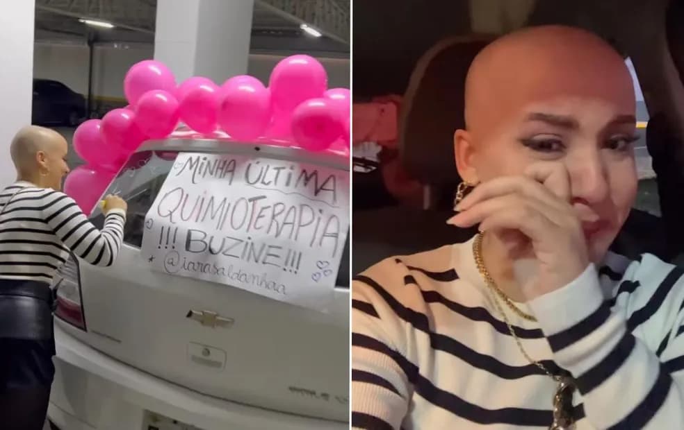 VÍDEO: Mulher comemora última sessão de quimioterapia com pedido de &#8220;buzinaço&#8221;, e viraliza na web