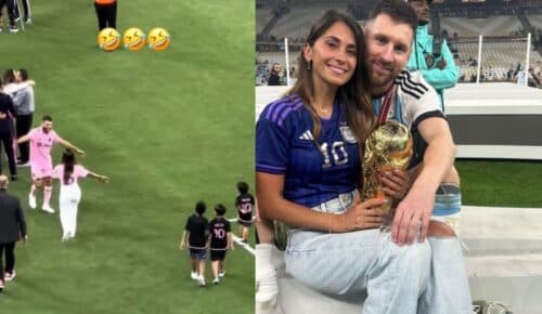 VÍDEO: Mulher de Messi confunde marido e quase beija outro jogador do Inter Miami