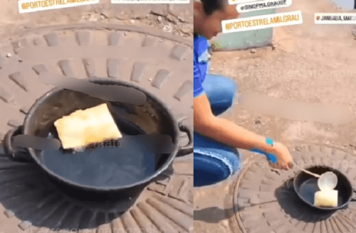 VÍDEO: com temperatura de 44° C no Mato Grosso, mulher frita pastel na calçada e diz: “Está fresquinho”