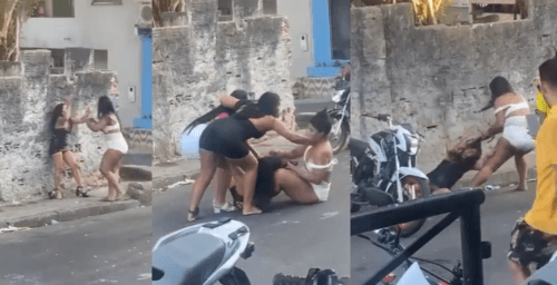 VÍDEO: Mulher agride amante do namorado em rua de Manaus