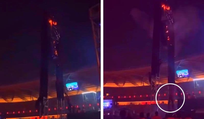 VÍDEO: Bombeiro civil despenca de 3m ao tentar apagar fogo em caixa de som, em show na Arena da Amazônia