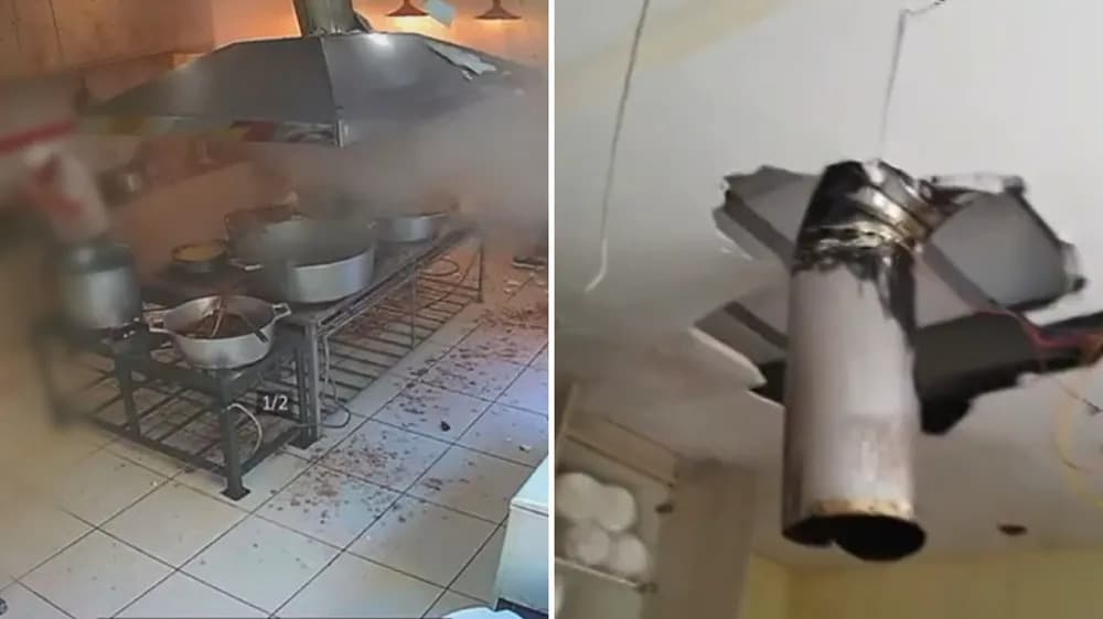 VÍDEO: Panela de pressão explode e deixa buraco em teto de igreja, em Goiás