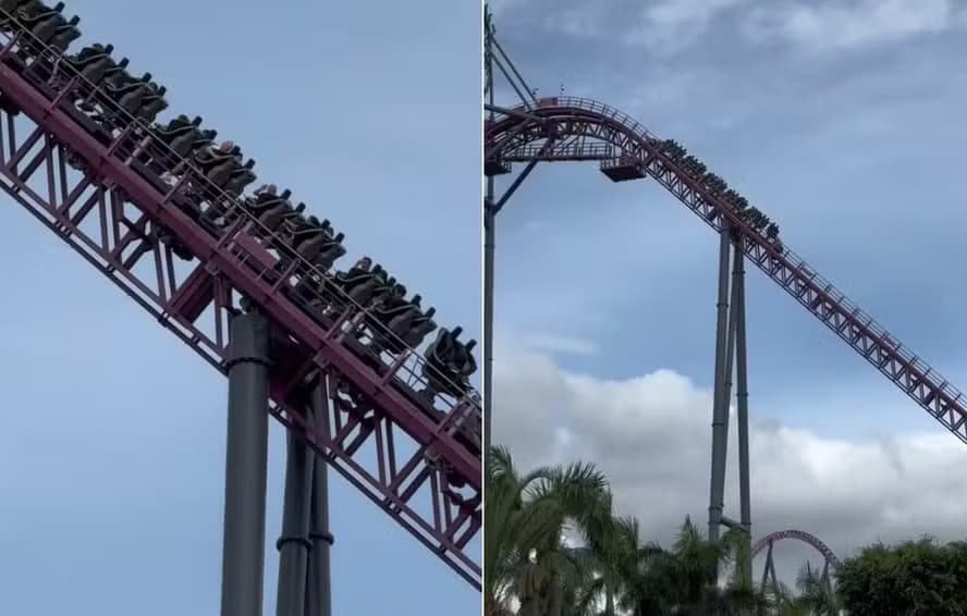VÍDEO: Montanha-russa na Austrália para após cachecol ficar preso em roda
