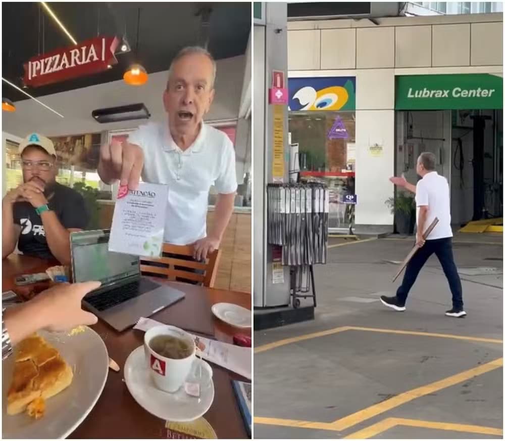 VÍDEOS: Dono de padaria em SP ameaça matar cliente por usar notebook; caso é investigado