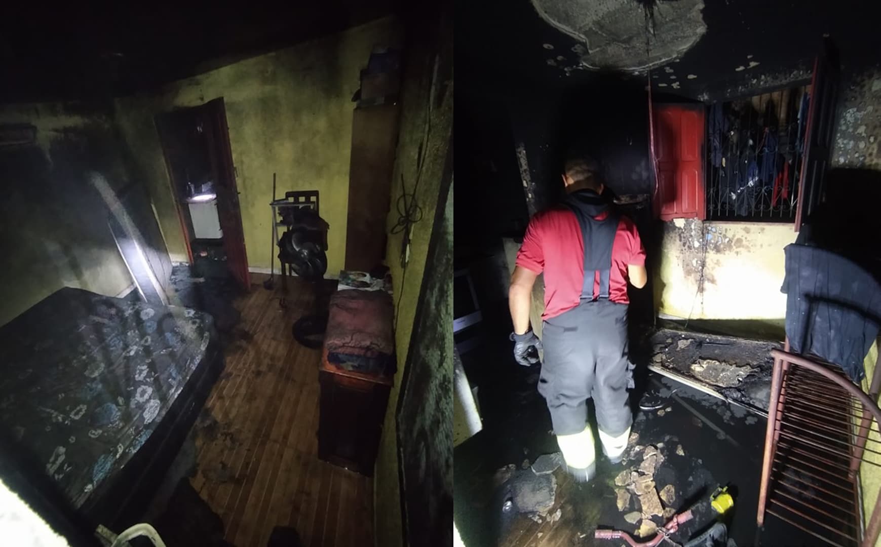 Família escapa de incêndio pelo buraco do ar-condicionado em Manaus