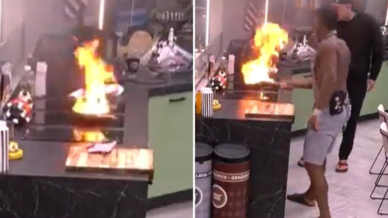 BBB 24: Frigideira pega fogo e assusta brothers; Veja