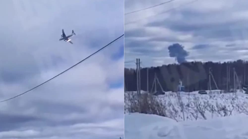VÍDEO: Avião militar russo com 15 a bordo pega fogo no ar e cai perto de Moscou
