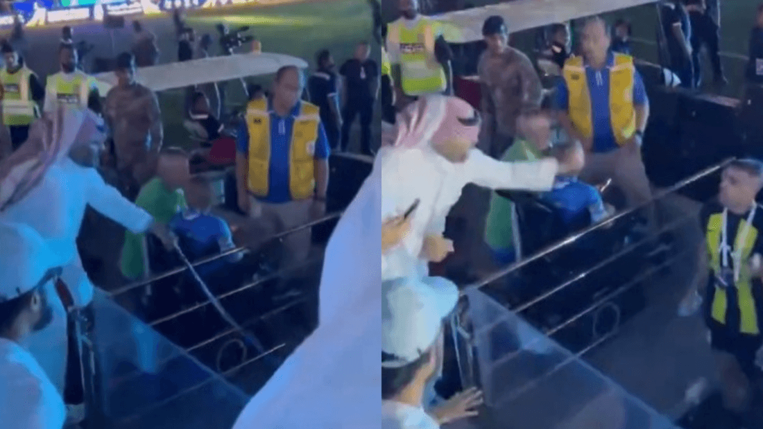 VÍDEO: Final da Supercopa Saudita termina com atacante recebendo chicotada após jogar água em torcedor