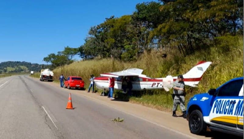 VÍDEO: Avião em pane faz pouso forçado em rodovia de Goiás