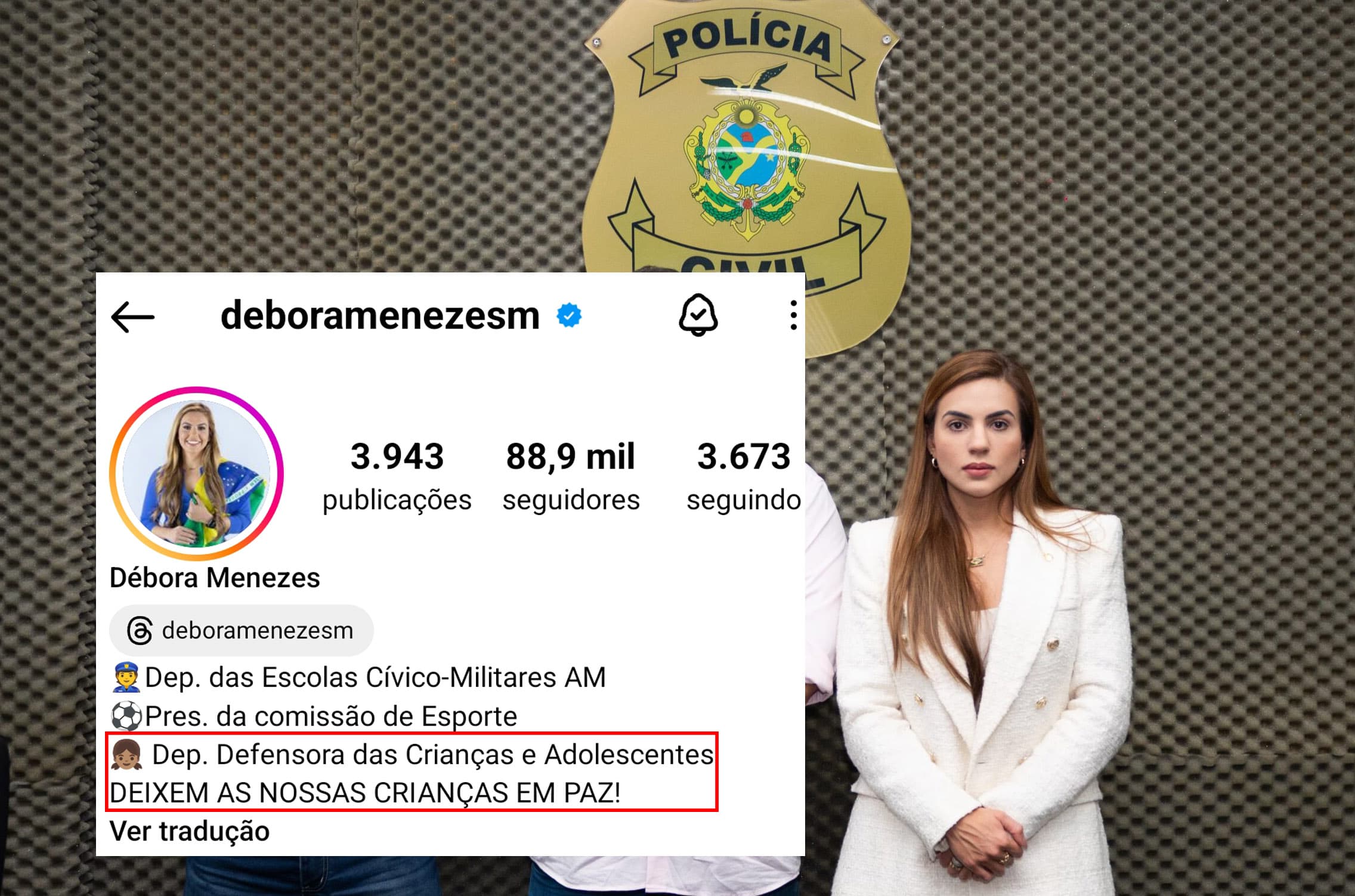 Após polêmica e exoneração de delegada da Depca, Débora Menezes passa a se intitular “Defensora das Crianças e Adolescentes”