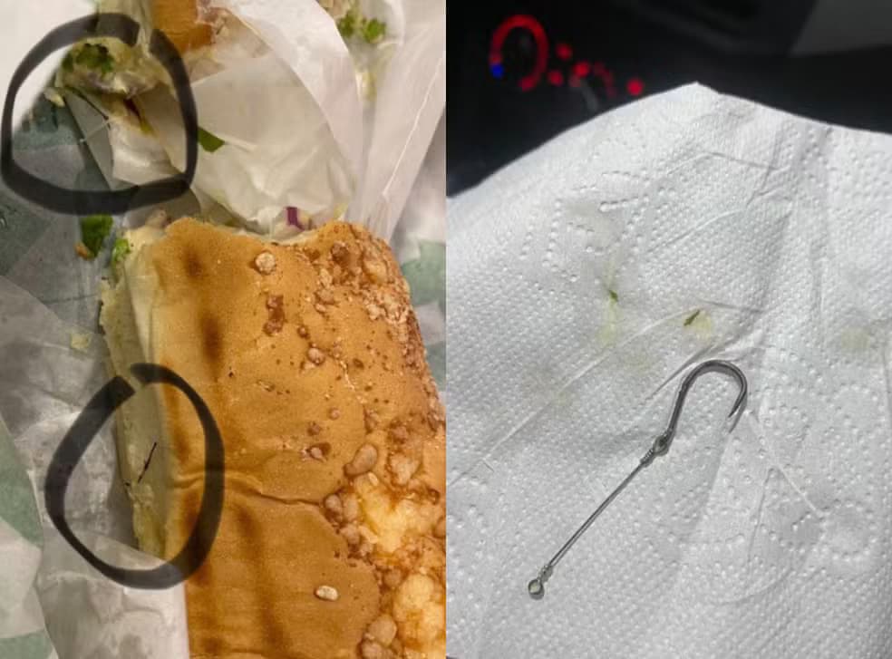 Homem compra lanche e encontra anzol e linha de pesca no alimento em MT