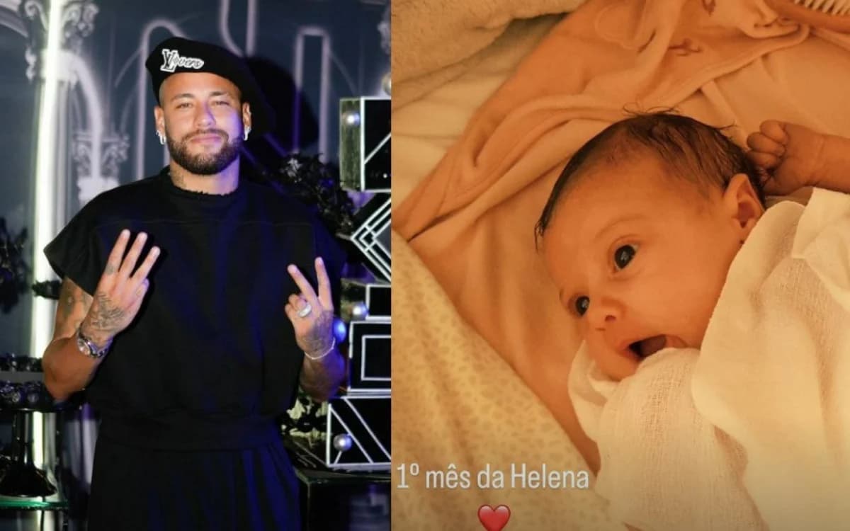Neymar celebra primeiro mês de vida da caçula Helena
