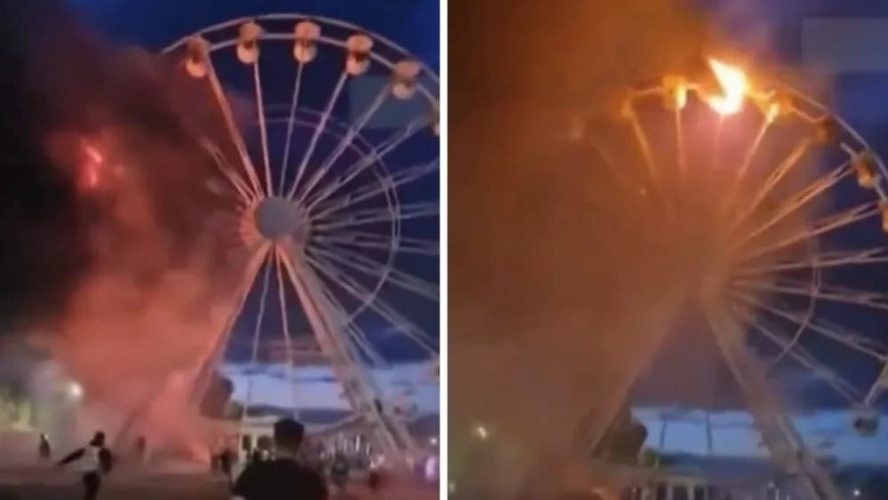 VÍDEO: Roda-gigante pega fogo em festival de música na Alemanha