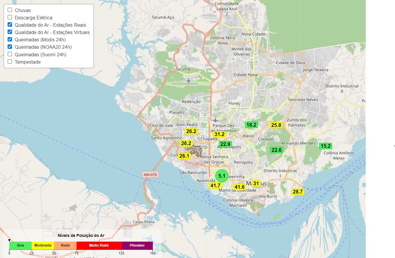 Efeito das queimadas: Qualidade do ar em Manaus é classificada como “moderada”