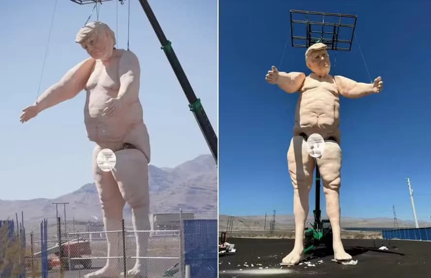 VÍDEO: Estátua gigante de Donald Trump pelado é inaugurada em Las Vegas