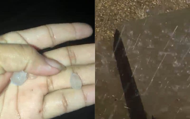 VÍDEO: ‘Eita glória’, diz morador ao mostrar chuva de granizo em Beruri