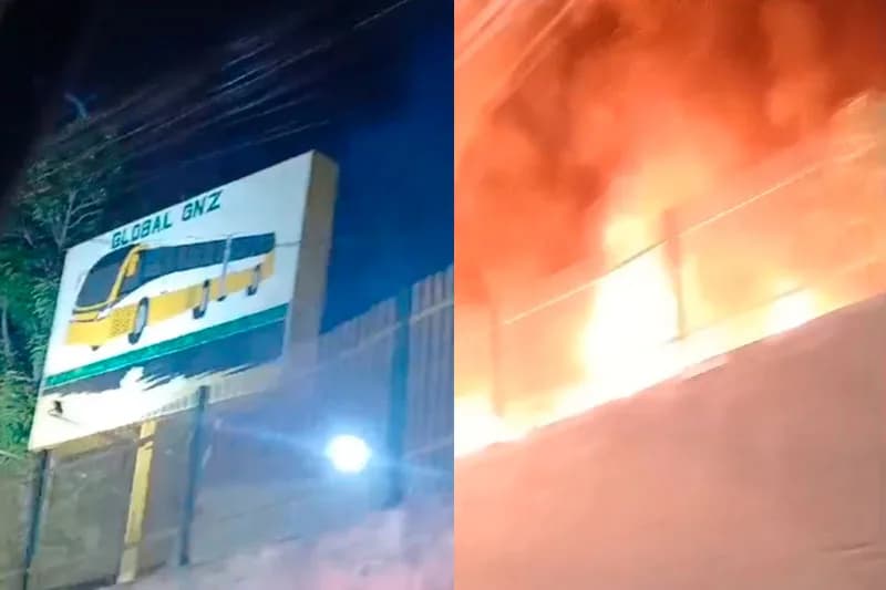 Incêndio de grandes proporções atinge garagem da Global Green, em Manaus