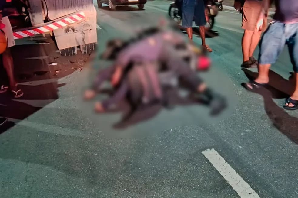 IMAGENS FORTES: Motociclista morre ao colidir com caminhão no Distrito Industrial