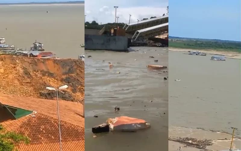 VÍDEO: Porto da Terra Preta desaba em Manacapuru; pessoas estão desaparecidas