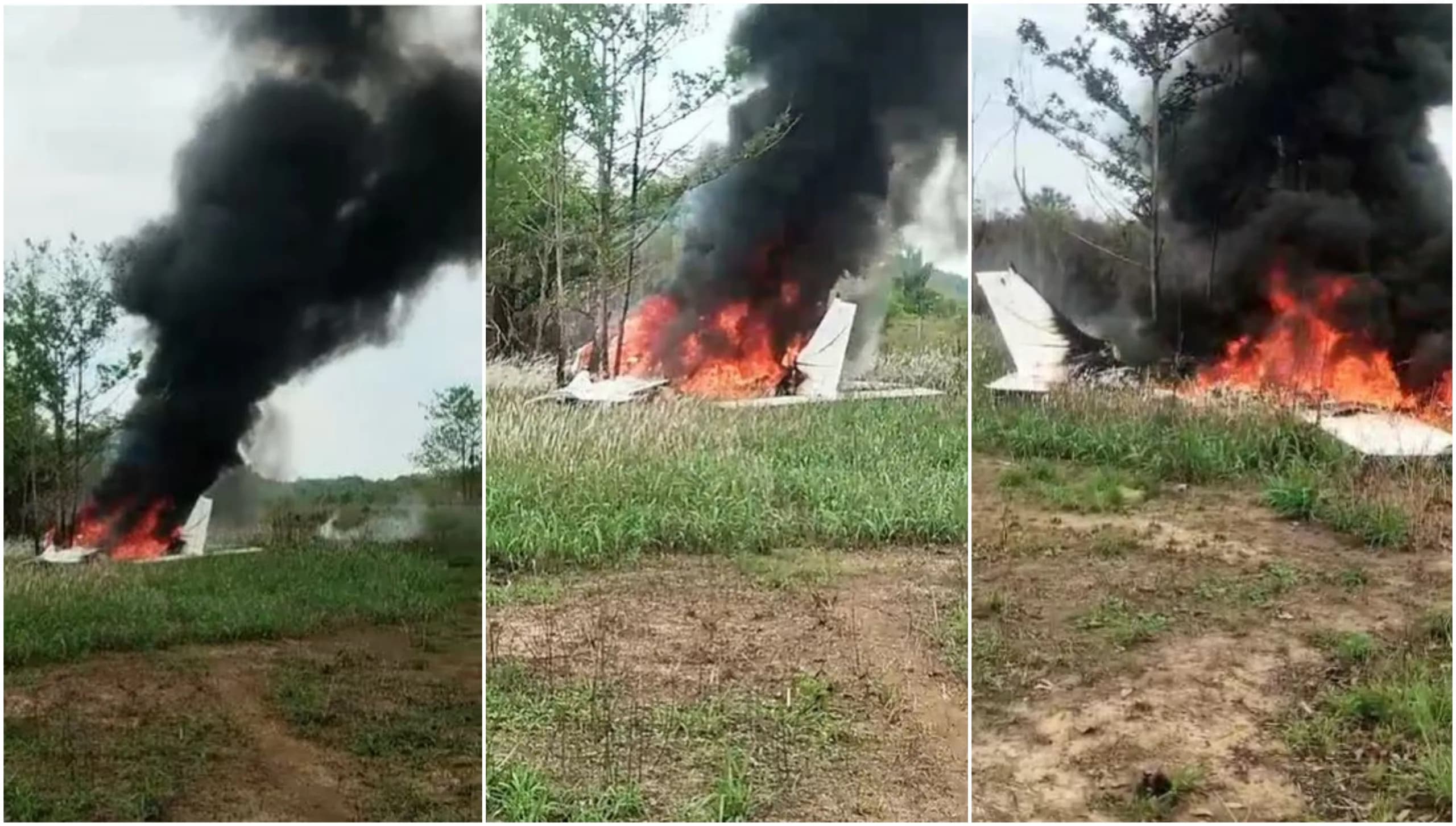 VÍDEO: Avião cai e pega fogo no município de Lábrea; aeronave teria sido abatida pela Força Aérea