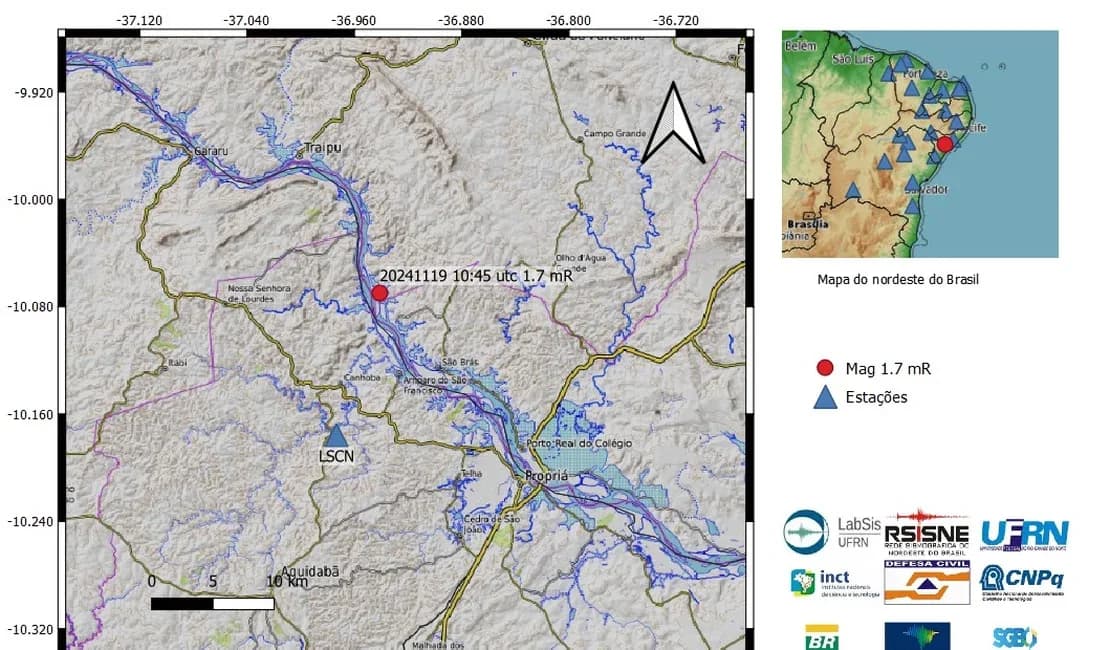 Em Alagoas, tremores de terra são registrados em menos de uma semana