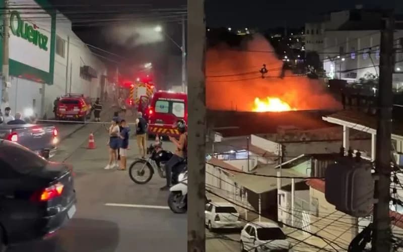 VÍDEO: Incêndio de grandes proporções atinge loja de descartáveis em Manaus
