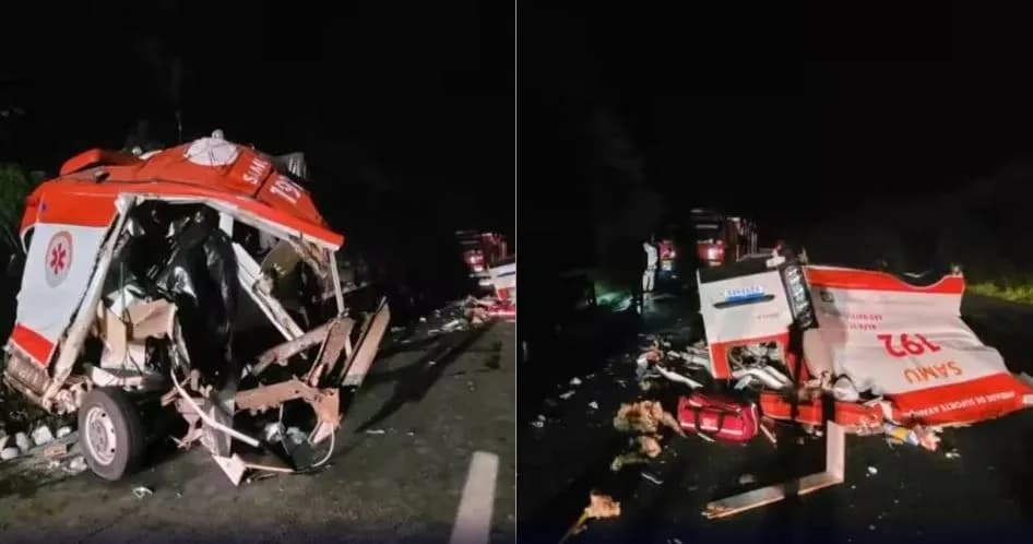 Médico, enfermeira e paciente morrem após ambulância bater em caminhão, no PR