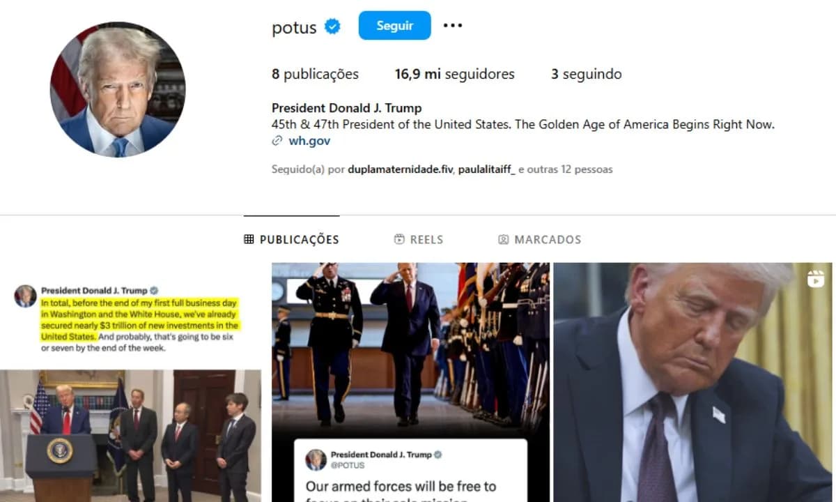 Usuários relatam estar seguindo perfis de Trump e J.D Vance automaticamente em redes sociais