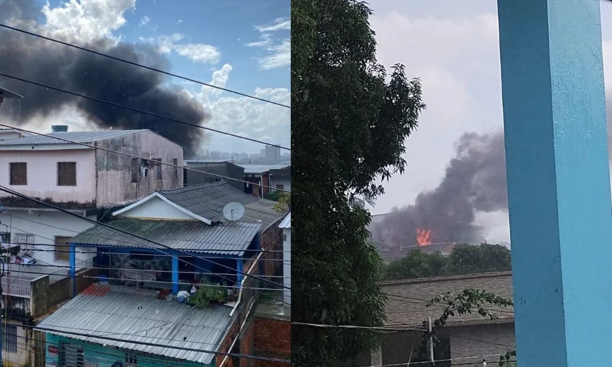 VÍDEO: Incêndio de grandes proporções atinge casa no bairro Petrópolis