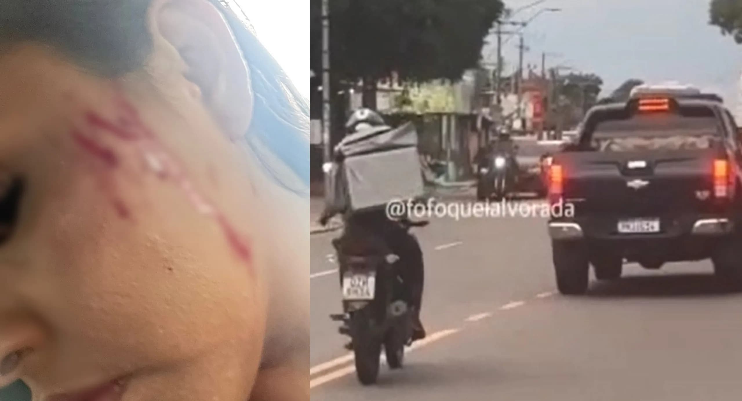 VÍDEO: Em discussão de trânsito, motociclista joga pedra em carro e atinge uma jovem no Alvorada
