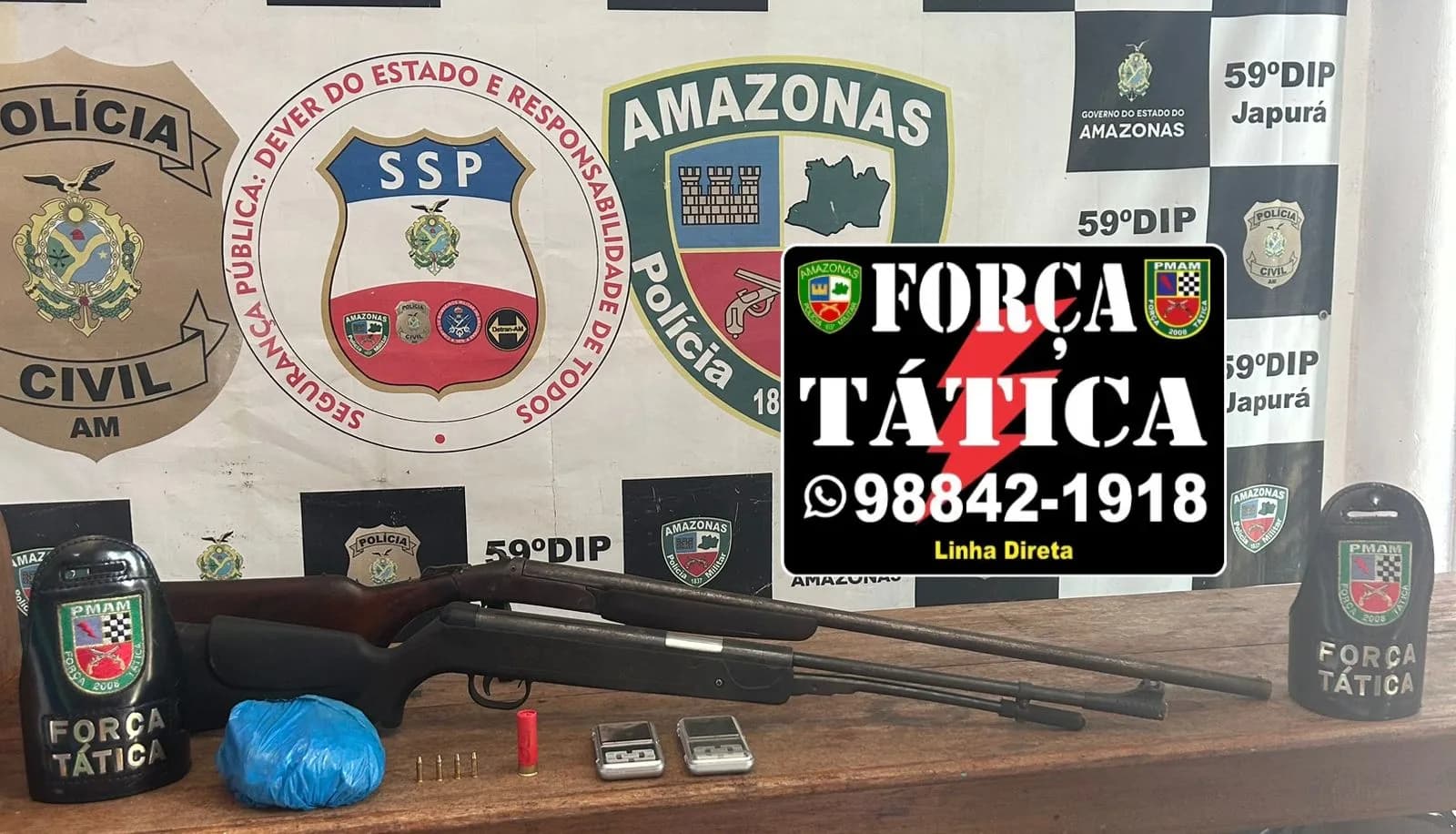 Polícia apreende armas, munições e drogas em Japurá