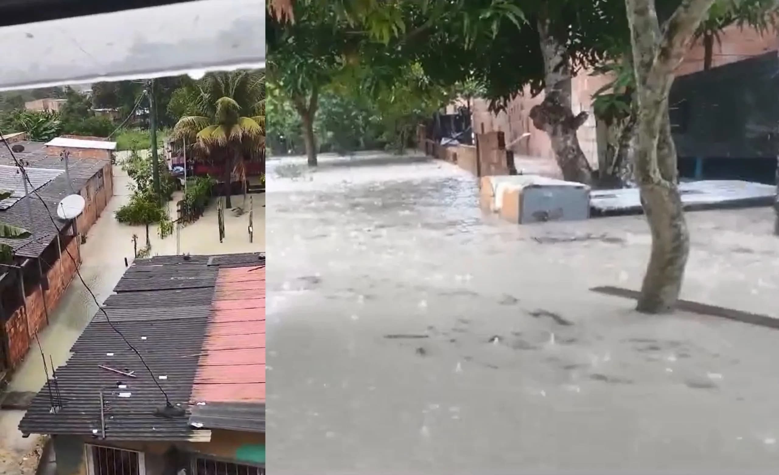 VÍDEO: Ruas do Monte Sião ficam alagadas com forte chuva em Manaus