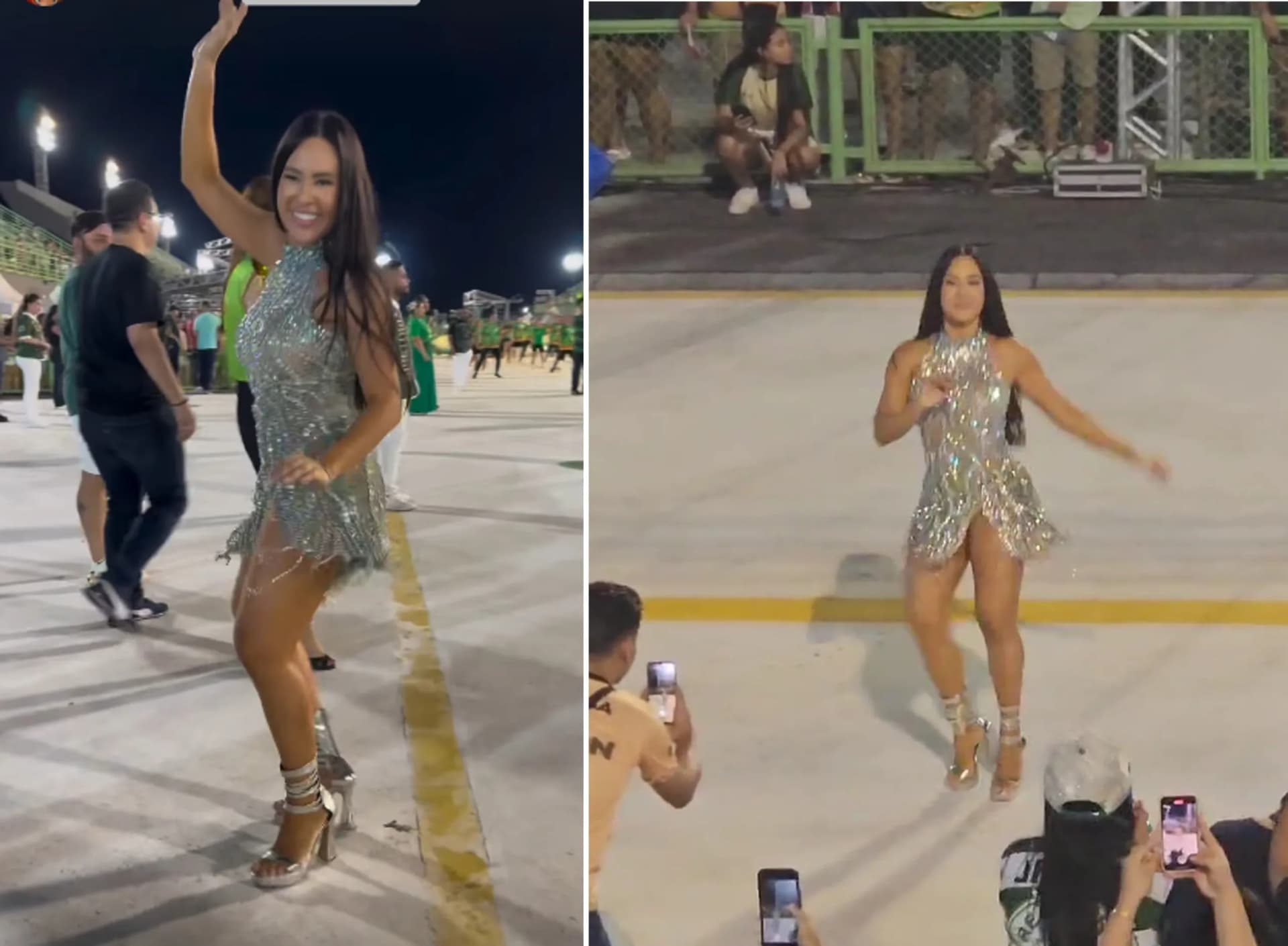 VÍDEOS: Isabelle Nogueira faz aparição em ensaio da escola de samba Aparecida em Manaus