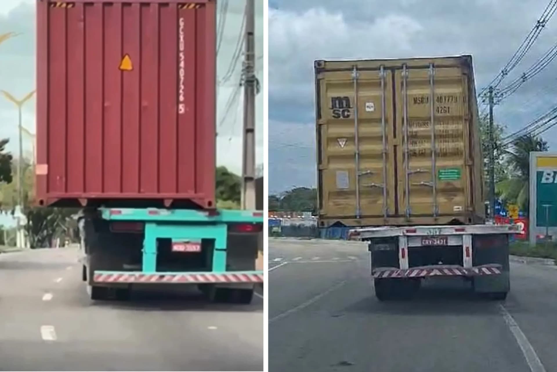Carretas são flagradas transitando em Manaus com contêineres soltos