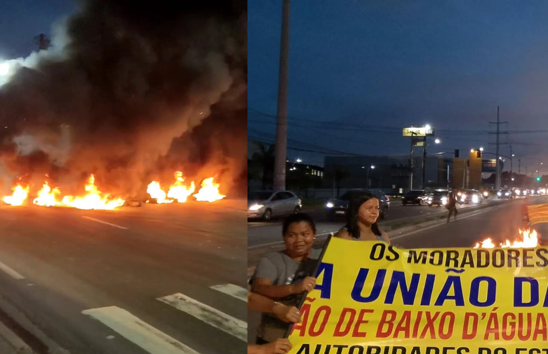 VÍDEOS: Moradores fecham Torquato Tapajós em protesto contra alagamentos em Manaus