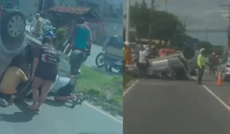 VÍDEO: Carro capota no Coroado e deixa motorista gravemente ferido