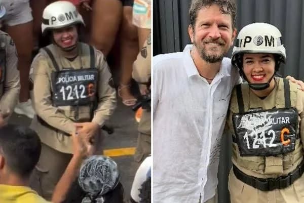 Quem é a PM que abriu sorriso no meio da ‘pipoca’ de foliões e foi homenageada por Saulo