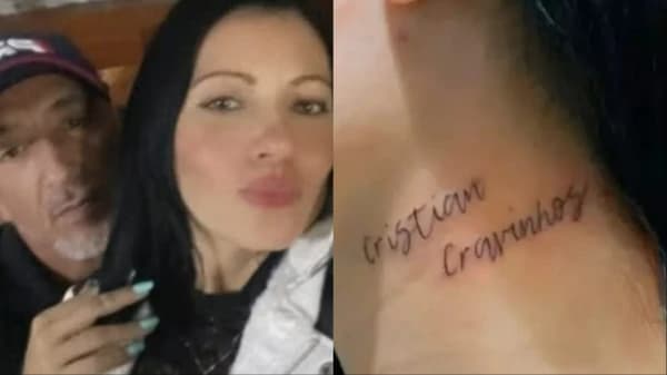 Namorada de Cristian Cravinhos tatua o nome dele no pescoço