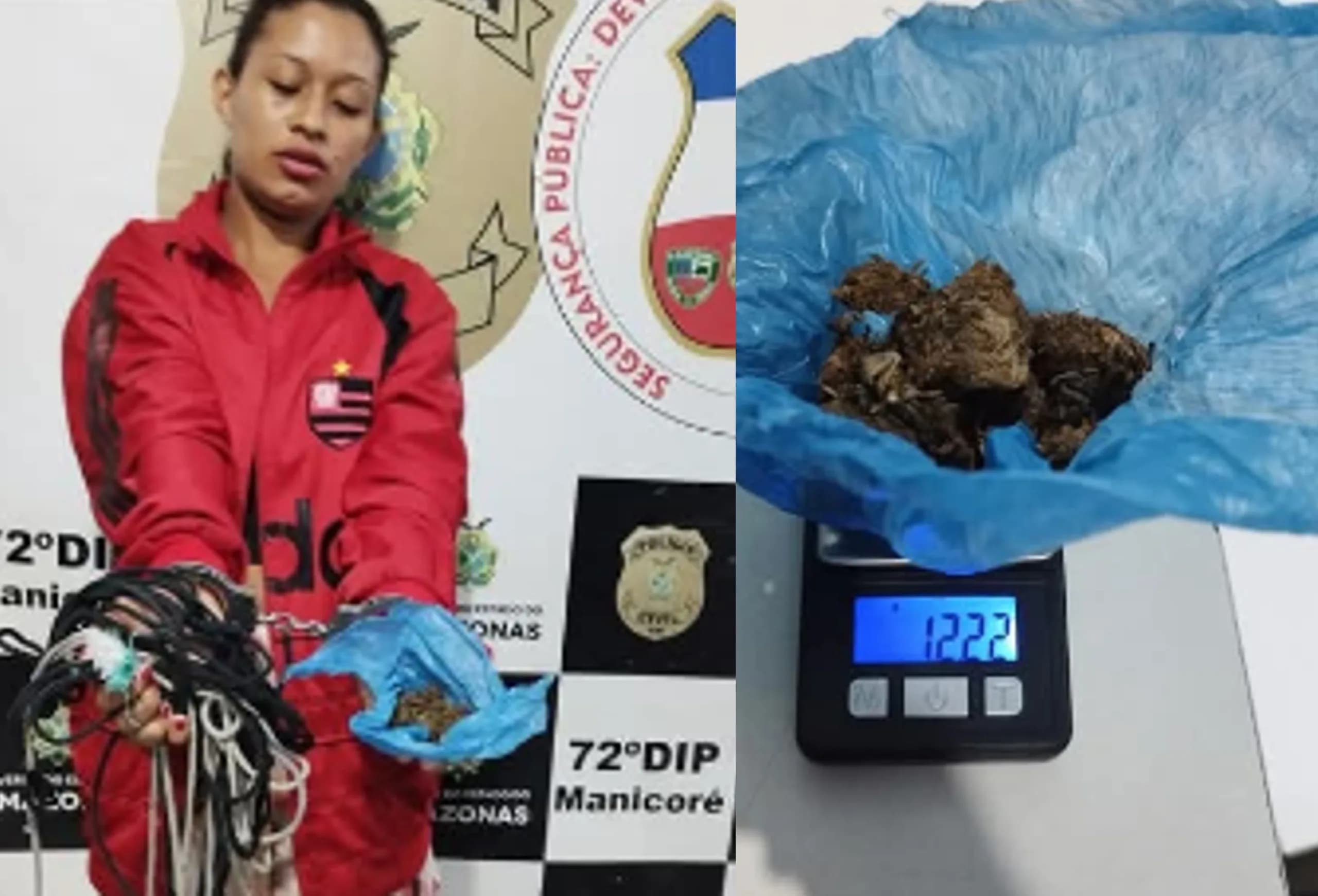 Jovem é presa ao tentar lançar droga e celular para dentro de delegacia em Manicoré