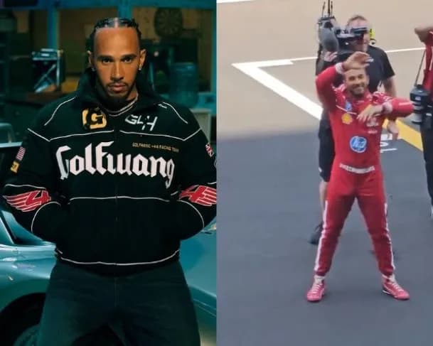 Lewis Hamilton aparece acenando para plateia e “volume” no macacão encanta fãs