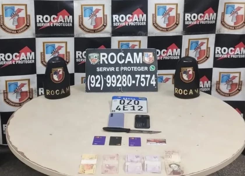 Suspeitos de ‘arrastão’ são presos com faca e celulares roubados em Manaus