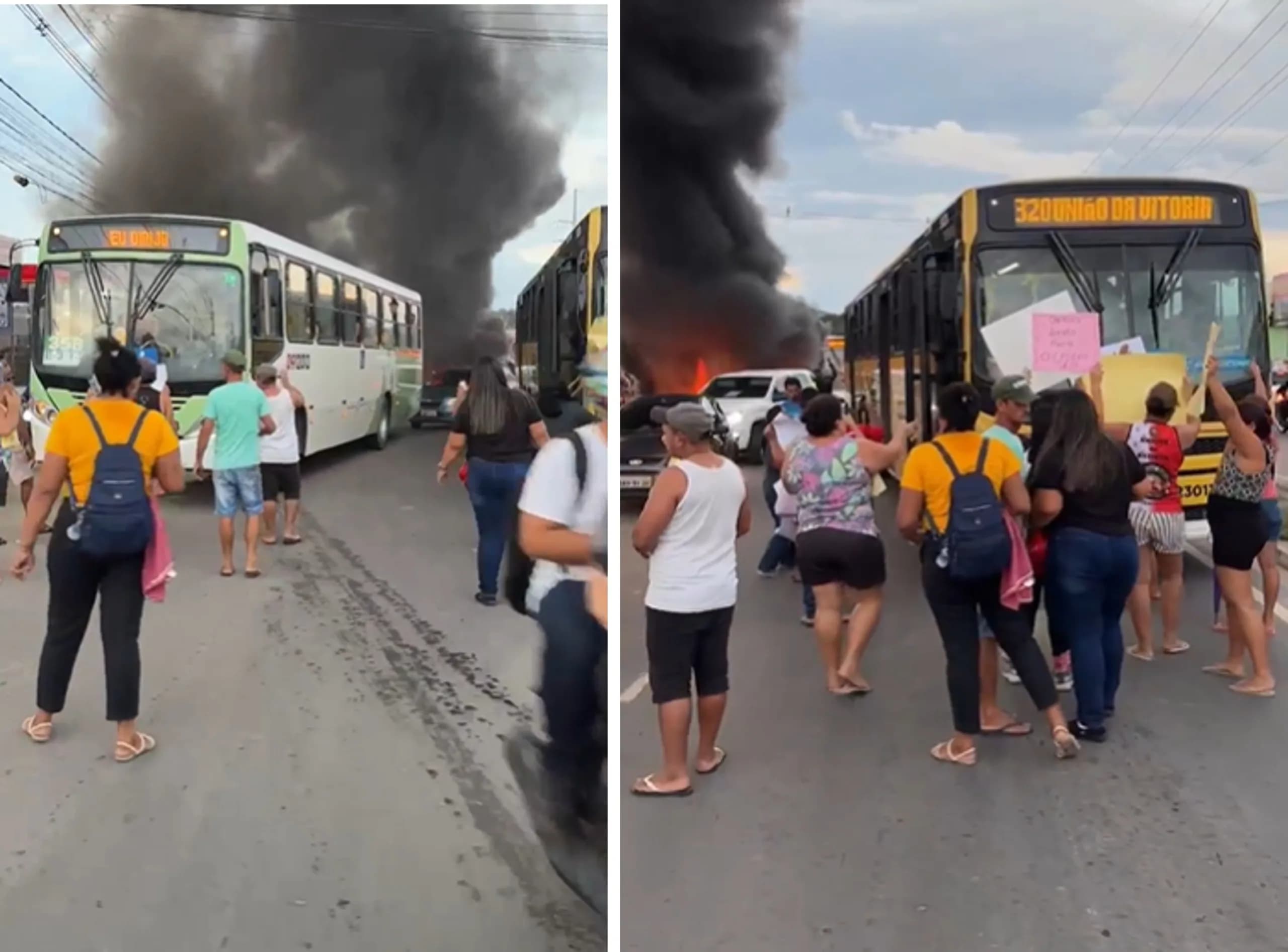 Moradores fecham avenida em protesto contra corte de linhas de ônibus em Manaus