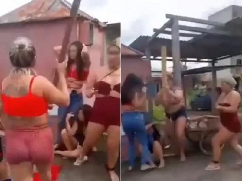 Vídeo mostra jovens sendo agredidas com pedaços de madeira em suposta vingança por disputa amorosa