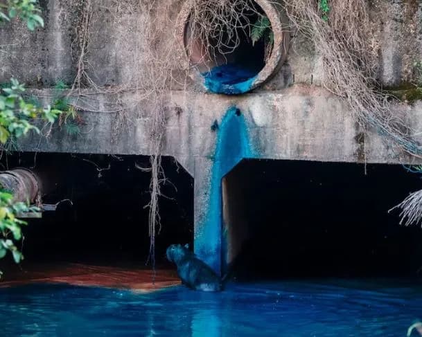 Acidente ambiental: novas imagens mostram capivara tingida de azul e peixes mortos em Jundiaí