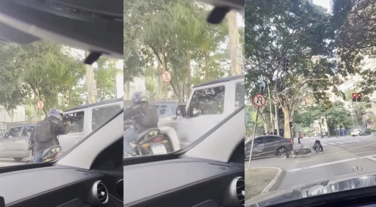 VÍDEO: Assaltante é atropelado após tentar roubar motorista em São Paulo