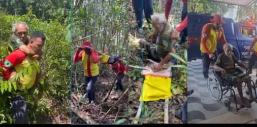 VÍDEO: Idoso é encontrado com vida na zona rural de Presidente Figueiredo após ficar 7 dias desaparecido