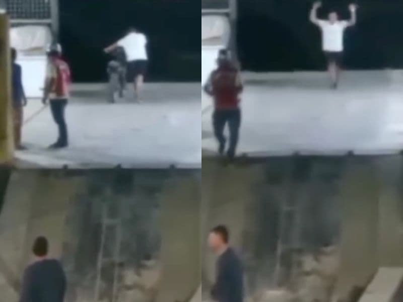 VÍDEO: Homem em surto empurra moto no Rio Solimões